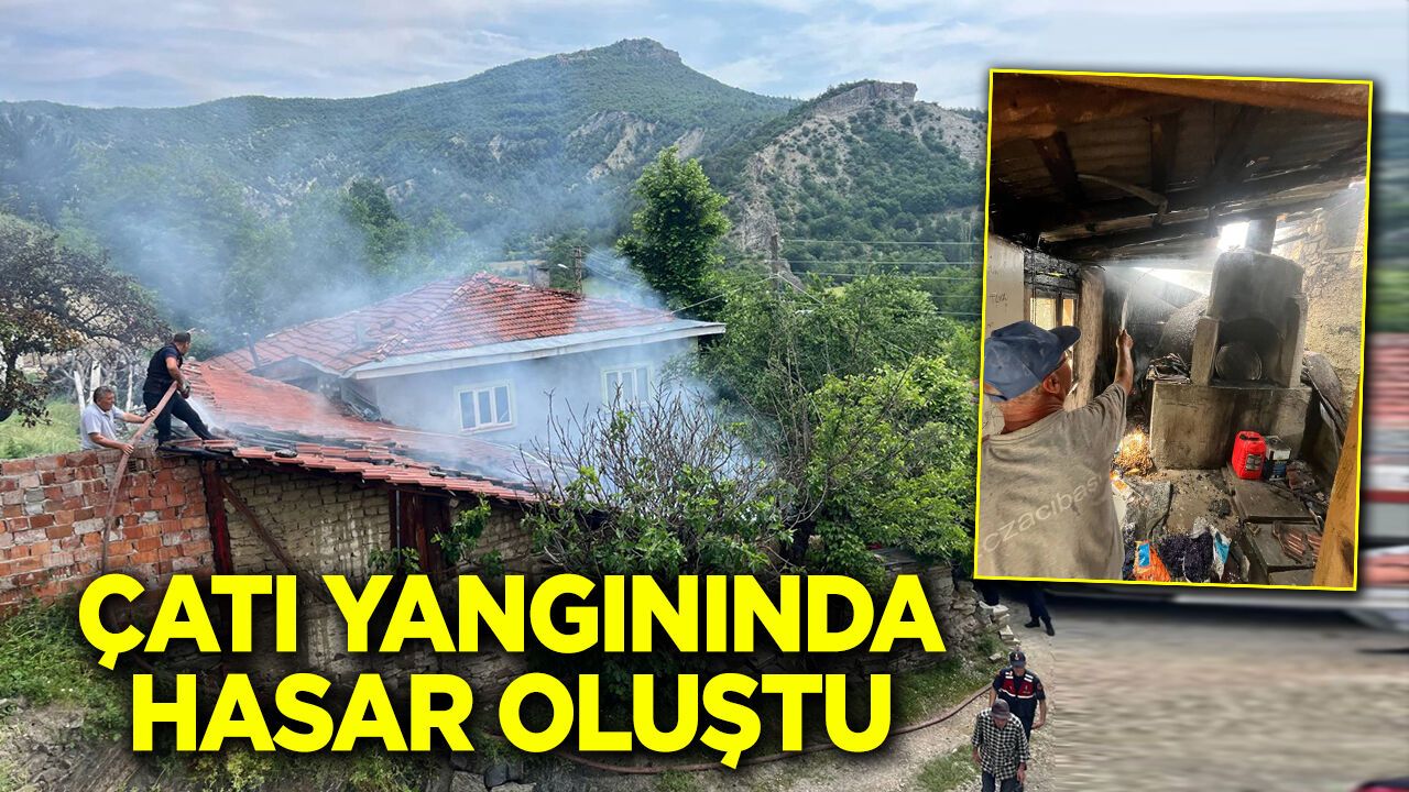 Çatı yangınında hasar oluştu