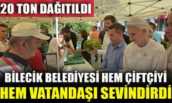 BİLECİK BELEDİYESİ ÇİFTÇİYİ SEVİNDİRDİ, 20 TON KARPUZ DAĞITILDI!