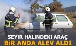 SEYİR HALİNDEKİ ARAÇ BİR ANDA ALEV ALDI