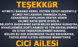 CİCİ AİLESİ TEŞEKKÜR