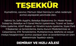 DEMİRAY VE HIZLI AİLESİ TEŞEKKÜR