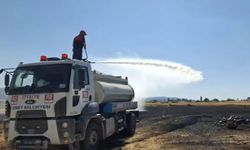 Biçerdöver kaynaklı yangında yaklaşık 500 dekar ekili alan zarar gördü