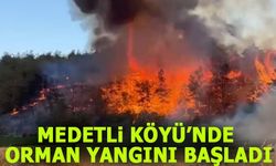 MEDETLİ KÖYÜ'NDE ORMAN YANGINI BAŞLADI