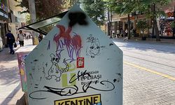 Çöp kutusunun üzerine çizilen 'anime kızı' dikkat çekti