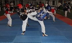 Taekwondo şenliğinde minikler hünerlerini sergiledi