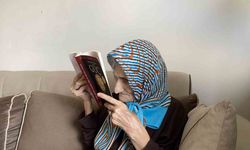 Bir gözü görmeyen 70 yaşındaki Sema teyze kitap okumaktan ve örgü örmekten vazgeçmiyor