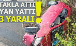 takla attı yan yattı: 3 yaralı