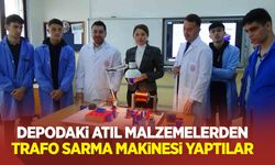 Öğrenciler depodaki atıl malzemelerden trafo sarma makinesi yaptı
