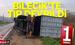 Bilecik’te devrilen tırın sürücüsü yaralandı
