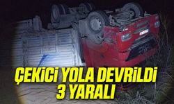Bilecik'te çekici yola devrildi: 3 yaralı