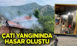 Çatı yangınında hasar oluştu