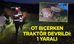 Ot Biçerken Traktör Devrildi: Çiftçi Yaralandı