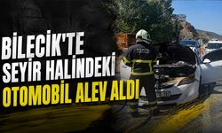 Bilecik'te Seyir Halindeki Otomobil Alev Aldı