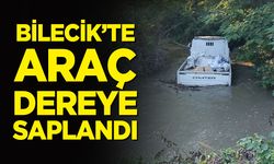 Bilecik'te Araç Dereye Saplandı