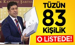 Tüzün 83 kişilik o listede!