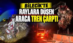 Bilecik'te raylara düşen araca tren çarptı