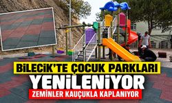 Bilecik’te çocuk parkları yenileniyor: Zeminler kauçukla kaplanıyor