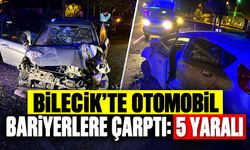 Bilecik'te otomobil bariyerlere çarptı: 5 yaralı
