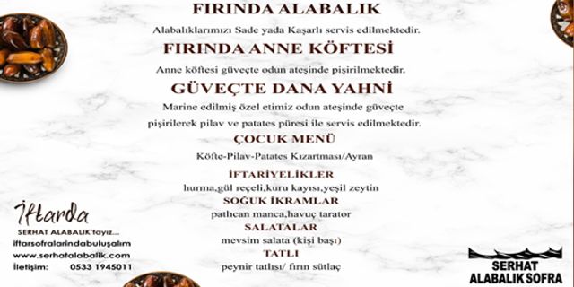 SERHAT ALABALIK SOFRA RAMAZAN MENÜSÜ