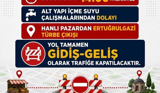 Söğüt’te Altyapı Çalışması Nedeniyle Yol Trafiğe Kapatılacak