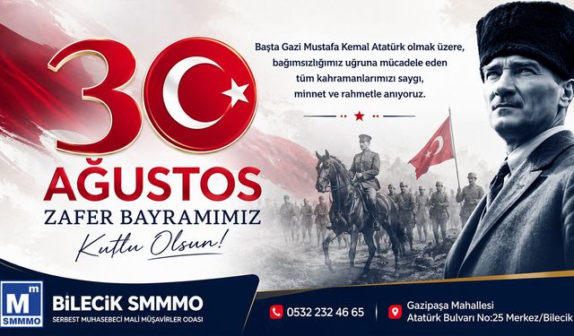 Bilecik SMMMO 30 Ağustos Kutlama Mesajı