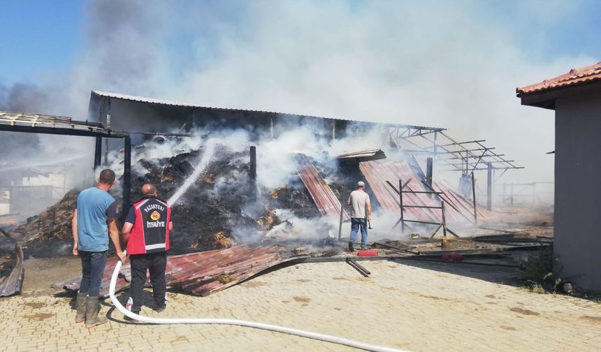 Çiftlik yangınında soğutma işlemi devam diyor