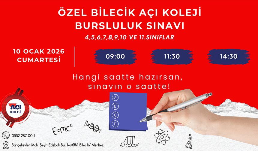 Özel Bilecik AÇI Koleji Bursluluk Sınavı