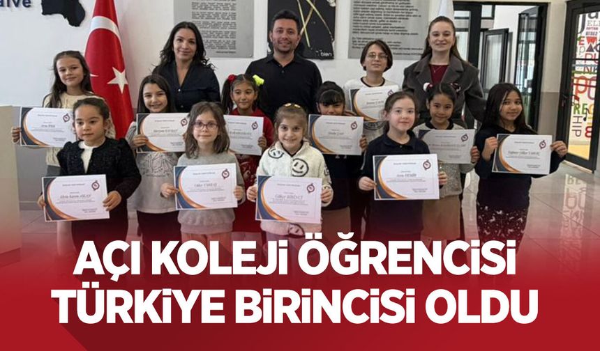 Açı Koleji Öğrencisi Türkiye Birincisi Oldu