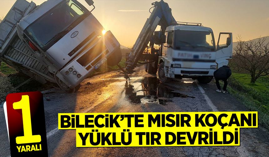 Mısır Koçanı Yüklü Tır Devrildi: 1 Yaralı