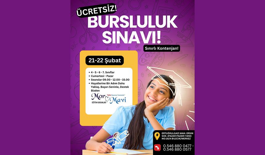 Mor Mavi Ücretsiz Bursluluk Sınavı
