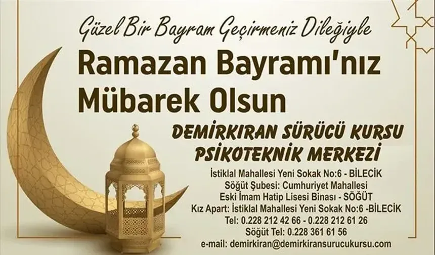 DEMİRKIRAN SÜRÜCÜ KURSU RAMAZAN BAYRAMI TEBRİĞİ