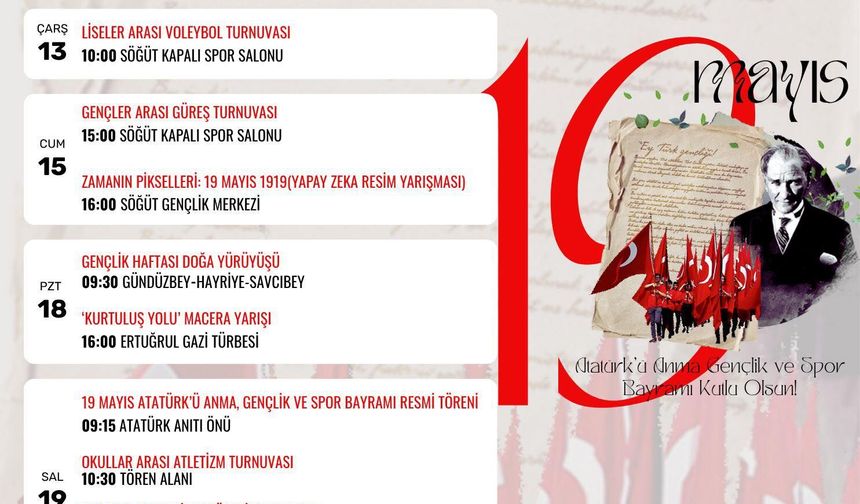 Söğüt’te 19 Mayıs Gençlik Haftası Coşkusu Başlıyor