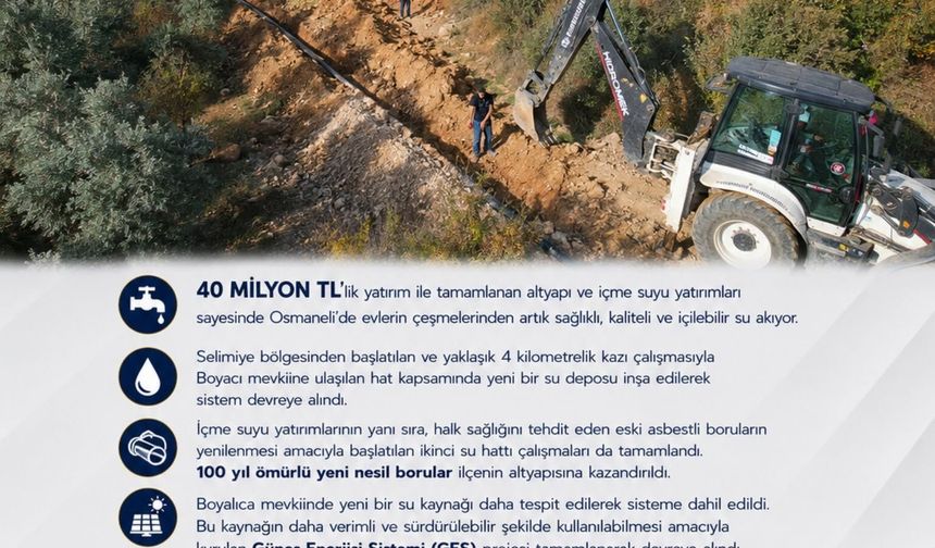 Osmaneli Belediyesi’nden Su Altyapısına 40 Milyon TL’lik Yatırım