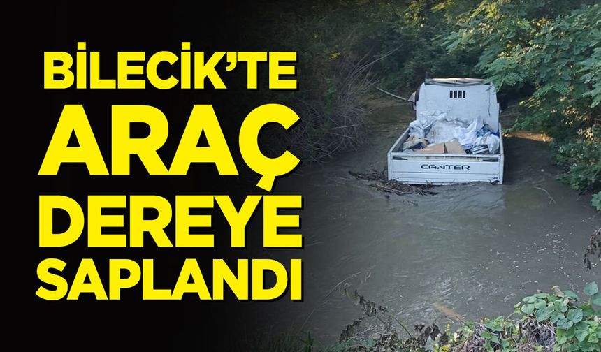 Bilecik'te Araç Dereye Saplandı