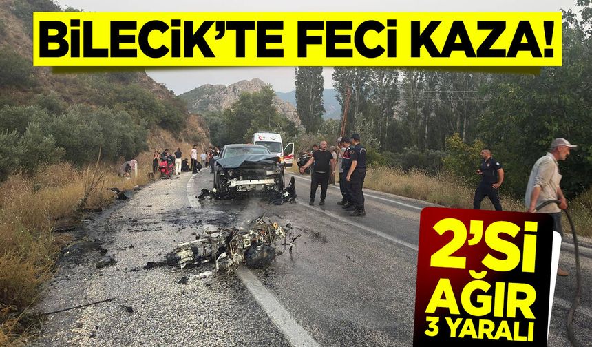 Bilecik'te Feci Kaza! Otomobil ile Motosiklet Çarpıştı: 2 Kişi Ağır Yaralı