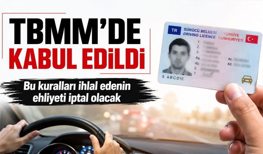 TBMM'de kabul edildi: Bu kuralları ihlal edenin ehliyeti iptal olacak
