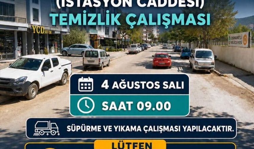 Osmaneli’nde Hürriyet Caddesi İçin Kapsamlı Temizlik Çalışması