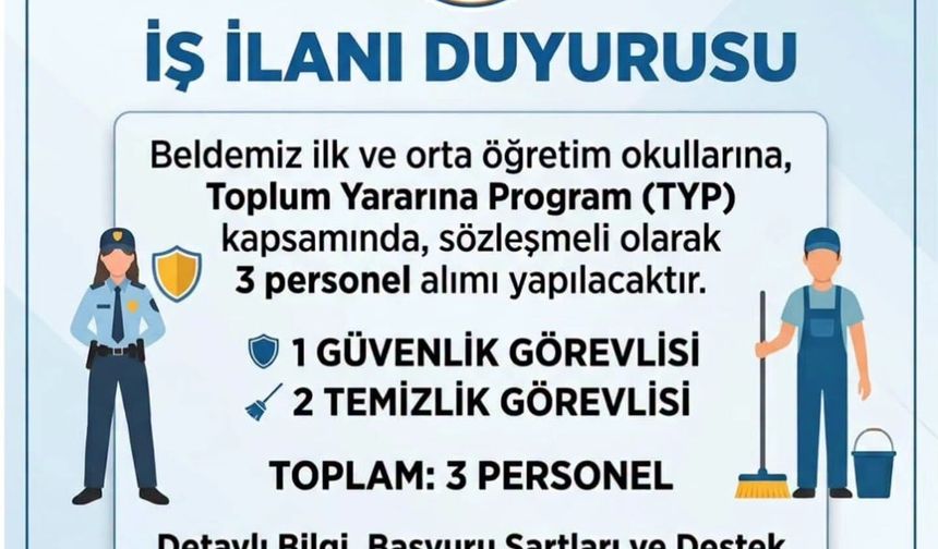 Bayırköy'de Okullara TYP Personeli Alınacak