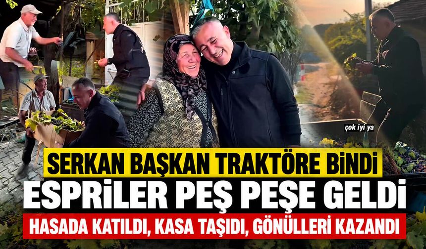 Serkan Başkan traktöre bindi, espriler peş peşe geldi