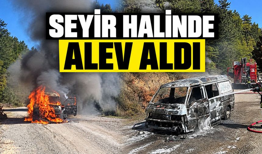 Seyir halinde alev aldı