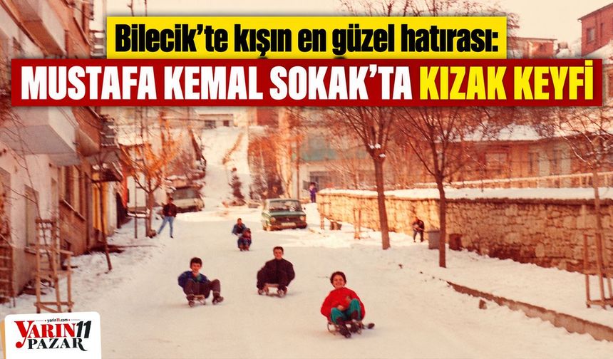 Bilecik’te kışın en güzel hatırası: Mustafa Kemal Sokak’ta kızak keyfi