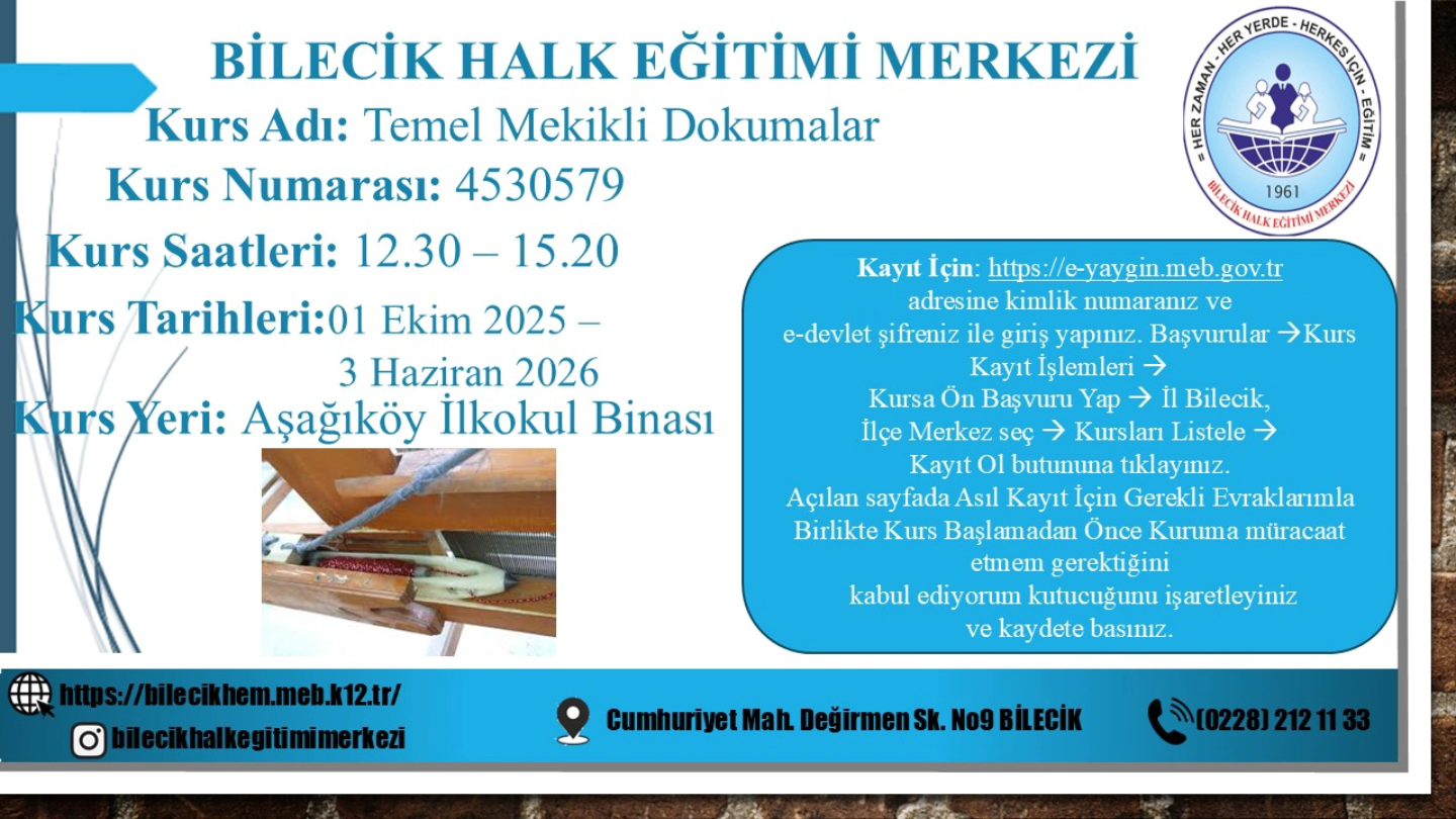 Aşağıköy’de İki Yeni Kurs Başlıyor 2498
