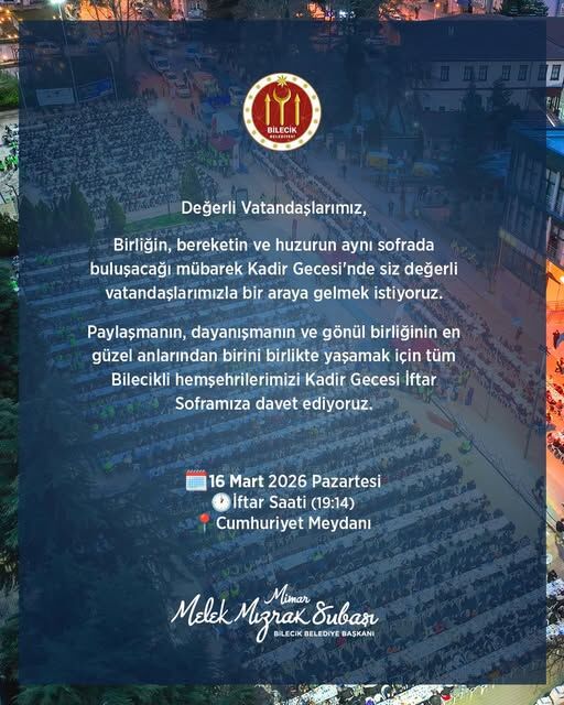 Kadir Gecesi İftarı Cumhuriyet Meydanı’nda Kurulacak 11850