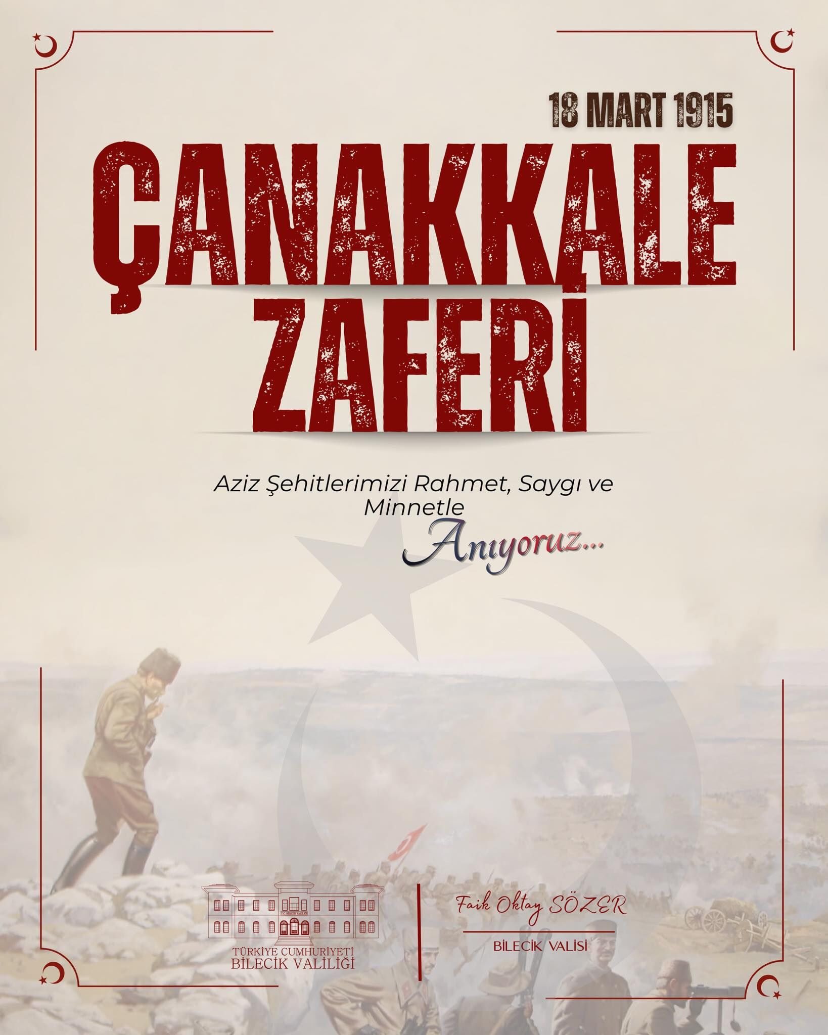 Vali Sözer’den 18 Mart Mesajı “Şehitlerimizi Rahmetle Anıyoruz” 11969