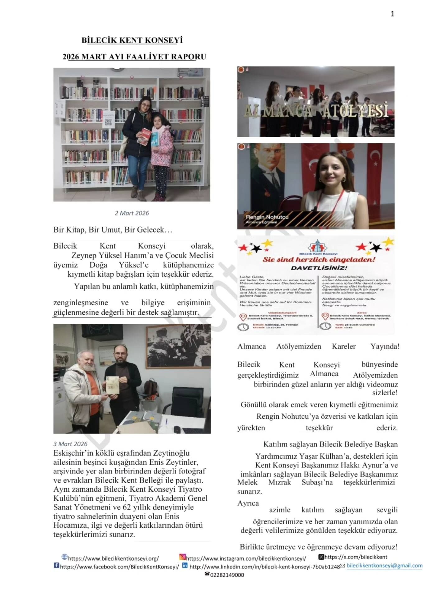 Bilecik Kent Konseyinden Mart Ayı Faaliyet Raporu 12689