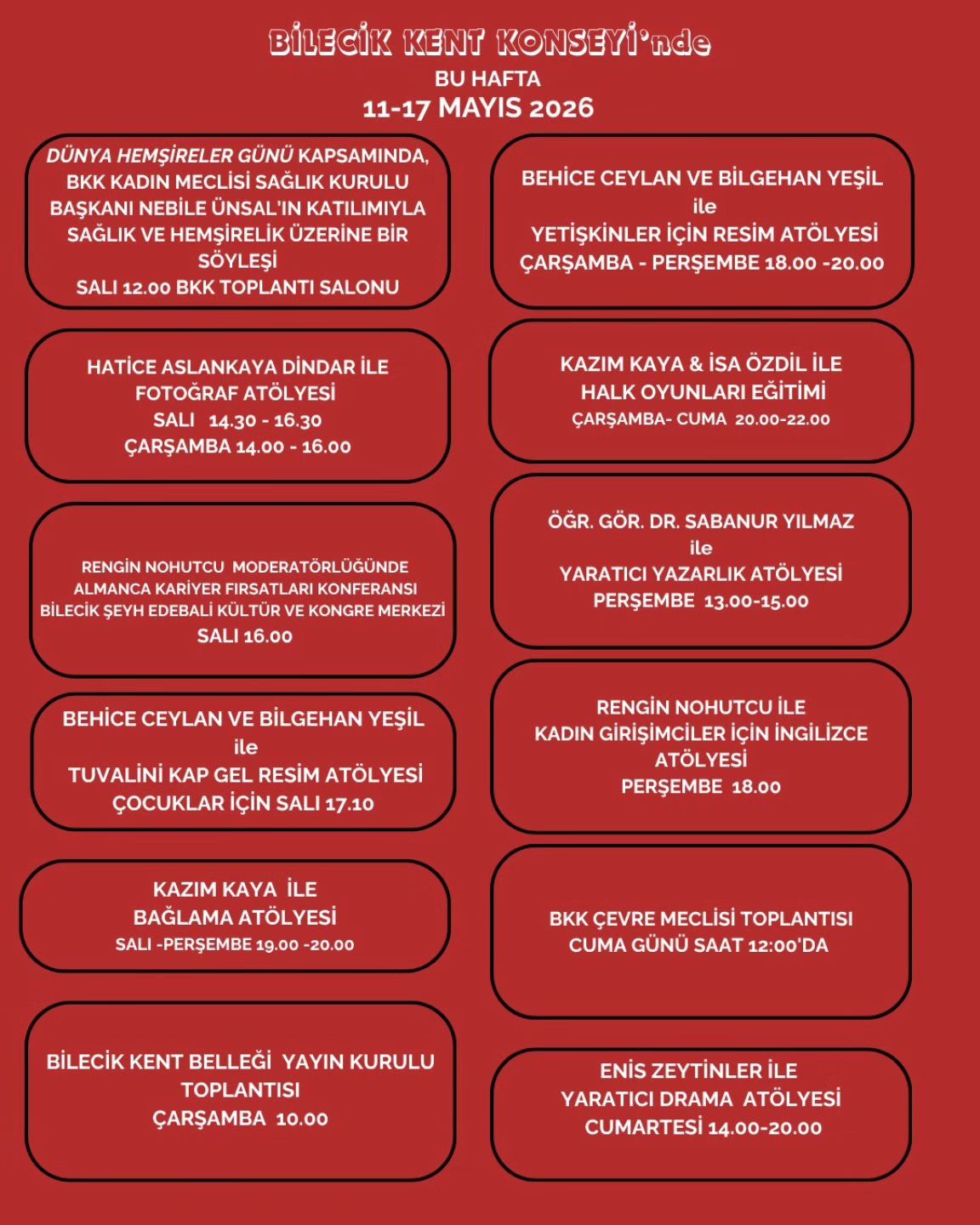 Bilecik Kent Konseyi’nde Bu Hafta Dolu Dolu Etkinlik Programı 14296
