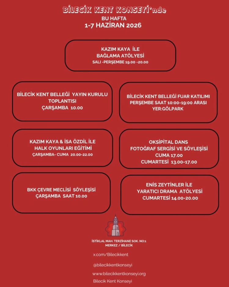 Bilecik Kent Konseyi Haftalık Etkinlik Takvimi Açıklandı 15079