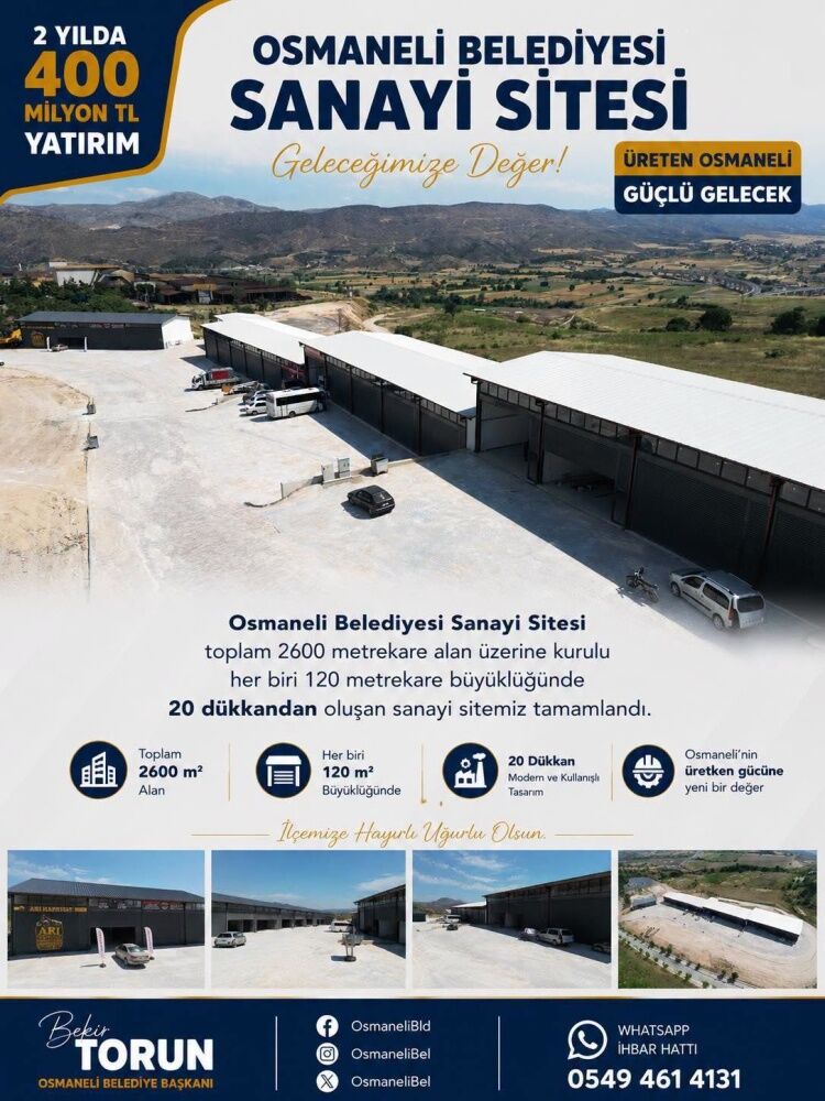 Osmaneli Belediyesi Sanayi Sitesi Hizmete Hazır 16136