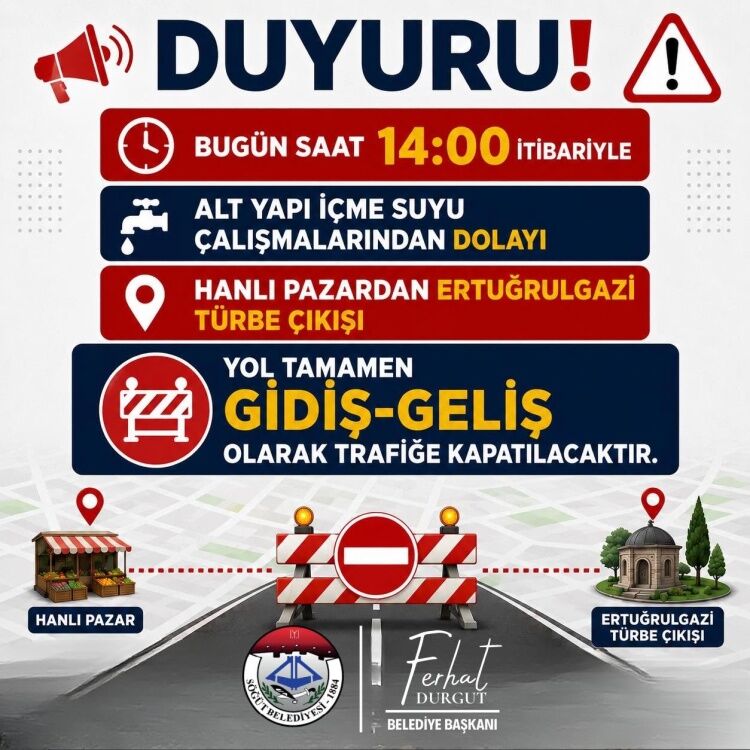Söğüt’te Altyapı Çalışması Nedeniyle Yol Trafiğe Kapatılacak 15613