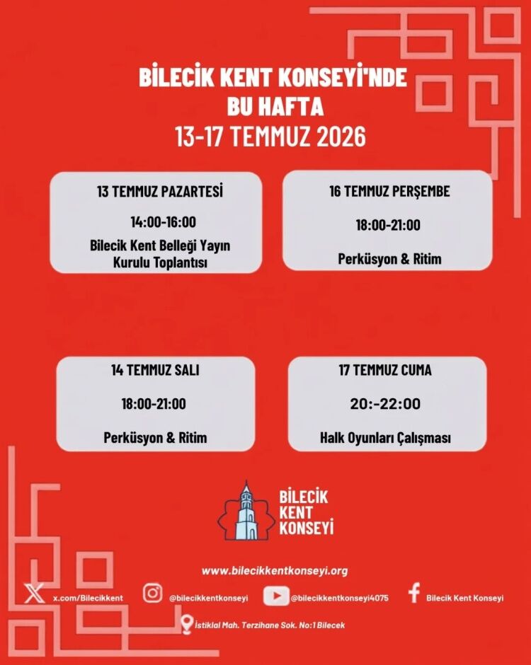 Bilecik Kent Konseyi’nde Haftalık Etkinlik Takvimi Belli Oldu 17158